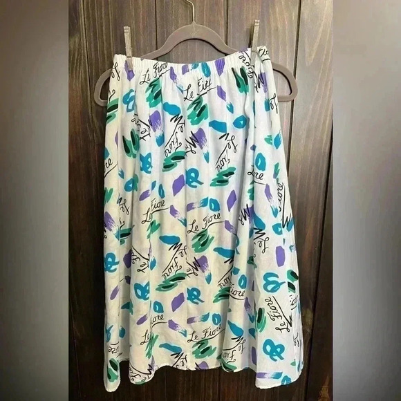 Vintage 80’s 90’ Le Fiore Full Skirt Purple Teal Abstract Design. Size:Large - Picture 6 of 10